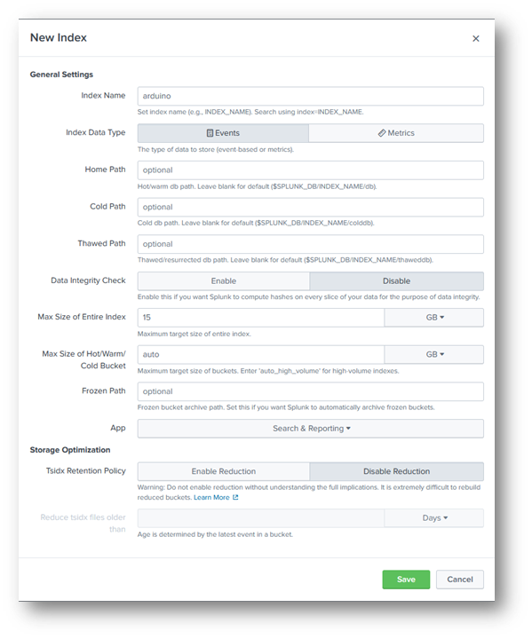 Figure 7 : Index Splunk